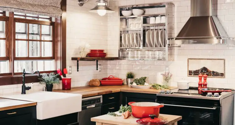 Beautiful clean kitchen with eco pots and pans
