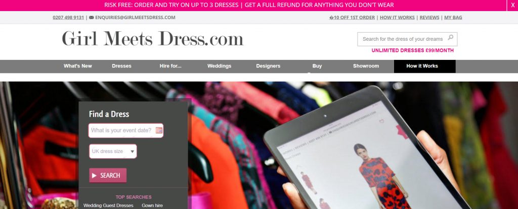 Girl meets dress.com homepage