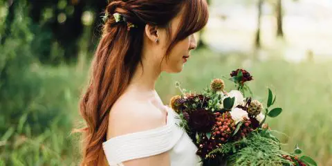 Bride with a diverse bouquet