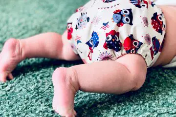 Cloth diaper on a crawling baby.