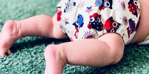 Cloth diaper on a crawling baby.